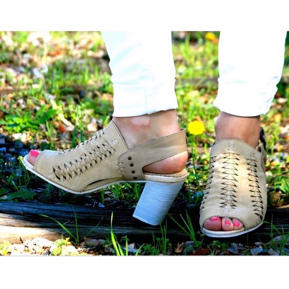 Nude Leather Distressed Braided Slingback Mule - Picture 4 of 5